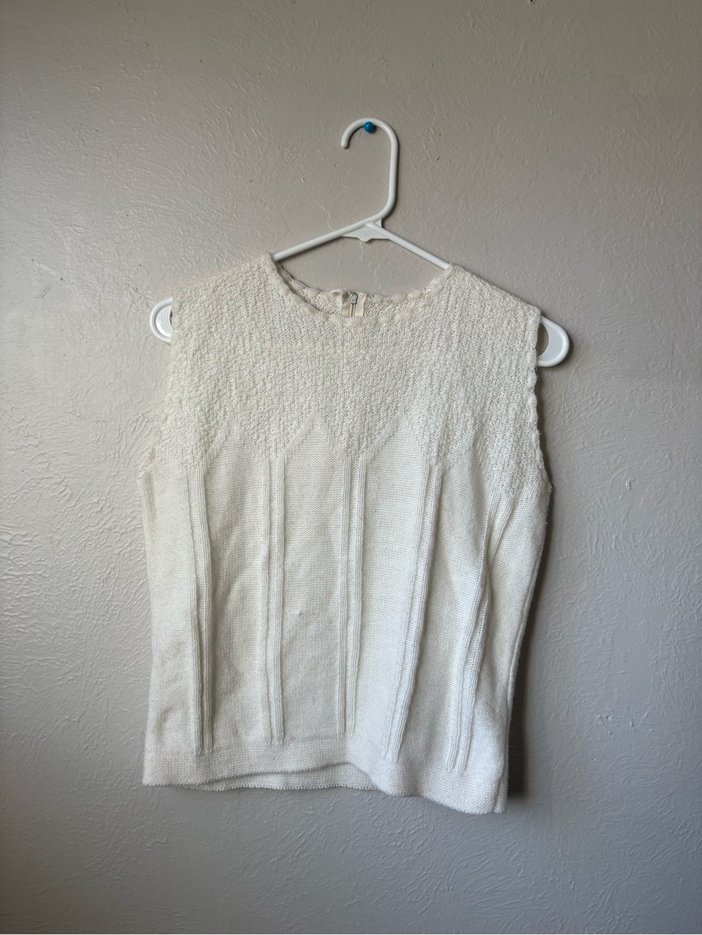 Vintage Cream Sleeveless Knit Sweater